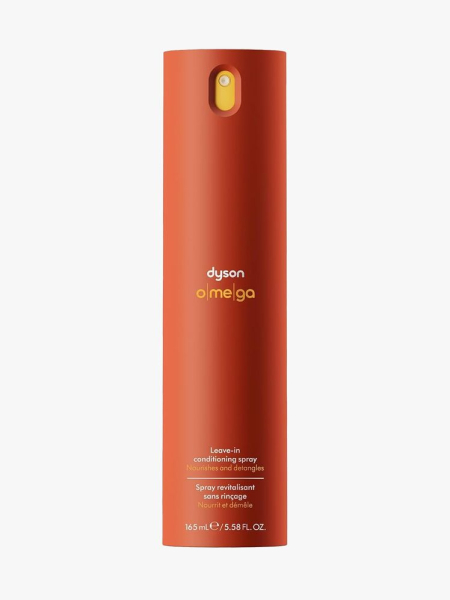 Dyson Omega Leave-in Conditioning Spray in branded component on a light gray background
