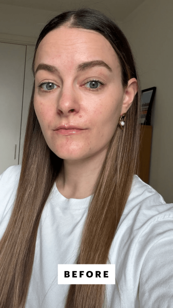 A selfie of Allure content director Sophia Panych before applying the Este Lauder Double Wear StayinPlace Makeup