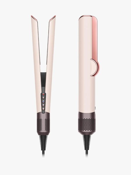 Dyson Airstrait Straightener in branded component on a light gray background
