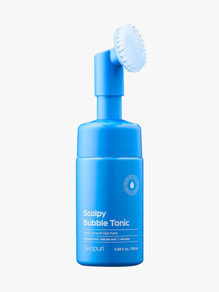 Seapuri Scalpy Bubble Tonic in branded component on a light gray background