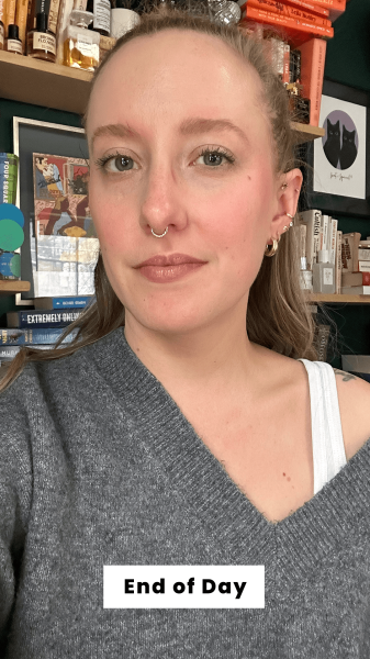 McGrath at the end of the day after applying the Charlotte Tilbury Airbrush Flawless Setting Spray