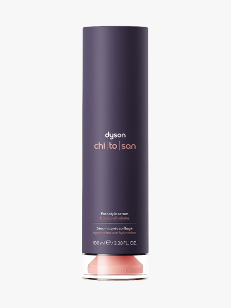 Dyson Chitosan Post-Style Serum in branded component on a light gray background