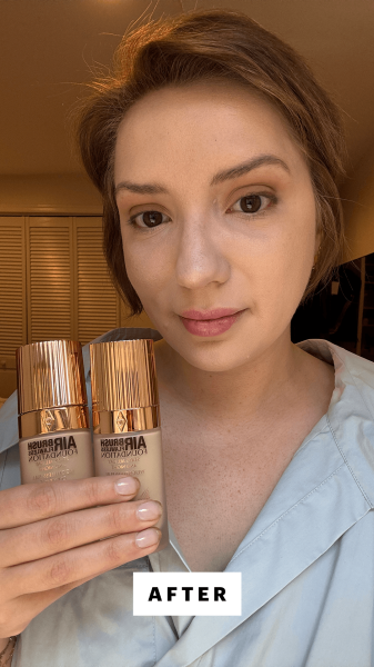 Silva after applying the Charlotte Tilbury Airbrush Flawless Foundation