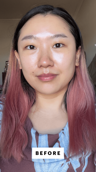 Han before applying the Benefit The Porefessional Smoothing  Blurring Foundation