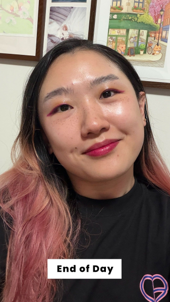 Han after applying the Laura Mercier Translucent Hydrating Setting Spray UltraBlur